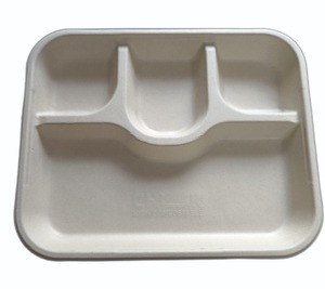 Plateaux de pique-nique Assiettes de bagasse biodégradables Assiettes de canne à sucre jetables écologiques pour les fêtes, les événements, la restauration et l'utilisation quotidienne - Product Image 1