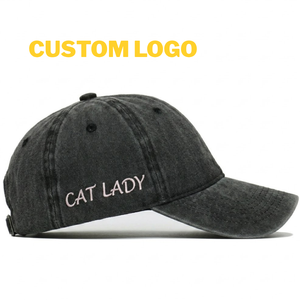 Casquette de baseball en jean brodée sur mesure, style vintage, en coton délavé, ajustable, avec motif lettres, pour sports de plein air - Product Image 3