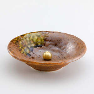 ชุดจานวางเครื่องหอมเซรามิกแบบดั้งเดิมและเตาเผาเครื่องหอมทองเหลือง - สีน้ำตาล - Product Image 2