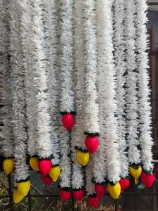 Jasmine Lotus Buds With <strong>Green</strong> Leaves Floral Garland Indian Wedding Haldi Sangeet an Mandap Decor South Indian <strong>Temple</strong> Decoration - Product Image 5