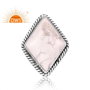 Meilleure qualité bague empilable en argent sterling oxydé avec pierres précieuses naturelles Howlite fabricant de bijoux personnalisés - Product Image 2