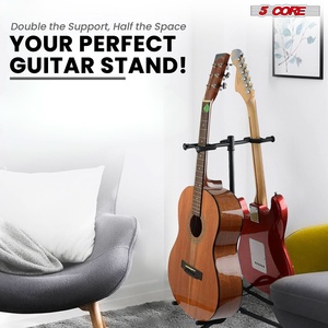 5 Core <b>Guitar</b> Stand Adjustable Double <b>Guitars</b> Stands Floor w Neck Holder for Acoustic Electric Bass - Product Image 6