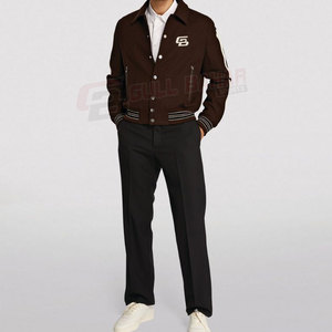Cómoda chaqueta universitaria para hombre con forro interior transpirable bordado con cuello levantado estilo callejero para invierno - Product Image 2