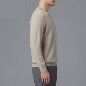 Pull tricoté décontracté pour homme, coupe classique, couleur unie, service OEM de broderie de logo personnalisé, vente en gros - Product Image 3