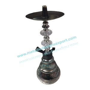 Juego de narguile dorado con base de vidrio hexagonal, cuenco de cerámica negra, manguera premium y accesorios Narguile Shisha elegante - Product Image 1