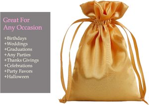 Sacs cadeaux en soie dorée à cordon pour noël, mariage et fête, sac de luxe en velours OEM fabriqué au Vietnam - Product Image 5