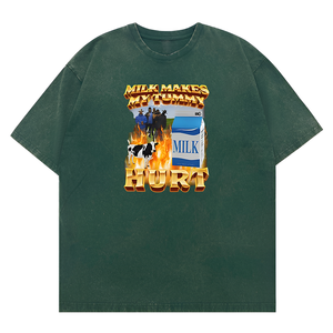 T-shirt grafica divertente da latte "il latte mi fa male la pancia" intollerante al lattosio - Product Image 1