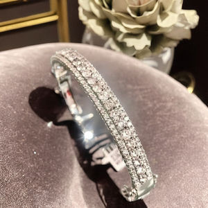 Unisex 7ct redondo corte brillante Moissanite diamante bisel ajuste pulsera 925 Plata - Product Image 2