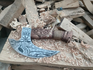 Beautiful Custom Hand Forged Flat Backed Pizza Hatchet Viking Style Bearded <b>Camping</b> - Product Image 2