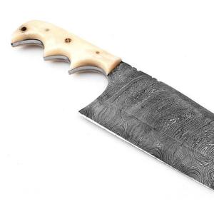 Couteau de cuisine professionnel de haute qualité en acier Damas serbe, hachoir, lame en acier au carbone ultra-affûtée, étui en cuir - Product Image 2