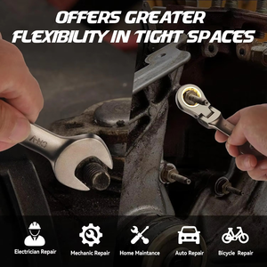 ชุดประแจปากตายแบบบิดงอ9ชิ้นขนาด8-17มม. เมตริก CRV ชุบนิกเกิลรวมกระเป๋ากลิ้ง - Product Image 4