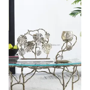 Porte-bougie moderne en fer doré pour une décoration intérieure élégante, pièce maîtresse unique faite à la main, Noël, bois naturel, grand grossiste - Product Image 6