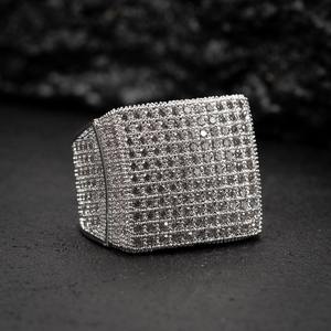 Premium GRA certificado VVS Moissanite diamante 925 plata esterlina Iced Out Hip Hop Micro Pave declaración Pinky anillo para hombres - Product Image 1