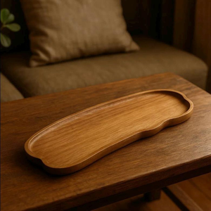 Plateau rectangulaire en bois artisanal de qualité supérieure, écologique, design moderne, finition naturelle, pour servir des aliments, des boissons, décoration de la maison et de la cuisine - Product Image 5