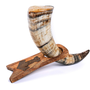 Top Quality of Viking <b>Drinking</b> Horn with Iron <b>Stand</b> Authentic & Food Safe Cup No Leaks Norse <b>Drinking</b> Beer Mug - Product Image 3