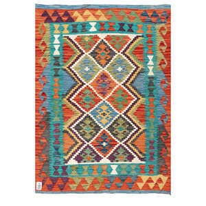 Alfombra Kilim de Maimana, Afganistán, 145 x 102 cm, Alfombras y Juegos de Alfombras - Product Image 1