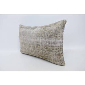 Almohada de retazos Kantha de lana Beige, 16x24 pulgadas, bordado, patrón de tejido Floral Vintage, para el hogar bohemio, sofá, estampado cuadrado a cuadros - Product Image 4