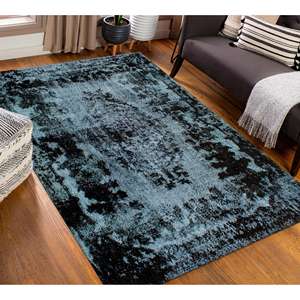 พรมเหรียญสีดำ: สไตล์ตุรกีชาติพันธุ์พรมกันลื่นพรมบางแบบไม่ทอ - Product Image 2