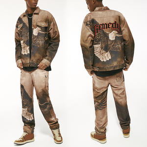 100% algodón francés Terry lavado en blanco chándal Vintage para hombres - Product Image 5