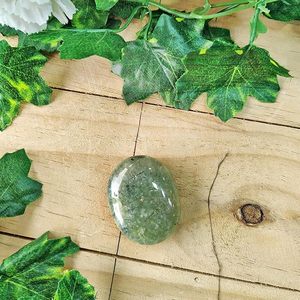 Smooth Natural Prehnite Palm Stone - Reiki Therapy & Energy Cleansing Crystal - Bulk Crystal Palm Stones - Product Image 4