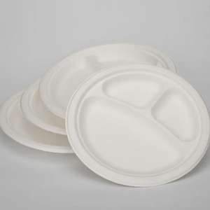 Haute qualité 3 compartiments 10 \ "biodégradable écologique plaque jetable étanche Bagasse nouvelle huile plaque la plus vendue - Product Image 5