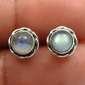 Mignon fait à la main 925 en argent Sterling pierre naturelle arc-en-ciel pierre de lune boucles d'oreilles fournisseurs de bijoux belles femmes boucle d'oreille - Product Image 3