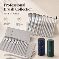 Professionelles Luxus-Make-up-Pinsel-Set mit Silbergriff Weiche Borsten Gesichts- Augen- Foundation- Rouge- Augenbrauen-Schönheitspinsel