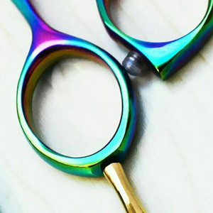 Ciseaux de cheveux de coiffeur en acier inoxydable enduit noir repose-doigt confortable avec outil de coupe de cheveux de beauté à vis fantaisie - Product Image 3