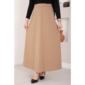 Jupe hijab en mousseline de soie confortable Mevlana avec ceinture décorative couleur camel - Product Image 2