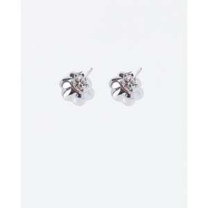 Pendientes de Perlas con Flor de Seis Pétalos Chapados en Rodio Vintage para Regalo de Boda - Product Image 4
