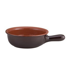 Vulcania Braising <b>Pan</b> One <b>Handle</b> Brown Bicolor Terracotta 18 x 5.8 h cm Hotel Catering Supplies Wholesale - Product Image 1