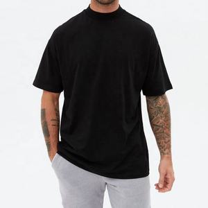 T-shirt Streetwear d'été pour hommes en gros 100% coton coupe ample respirant avec logo avant Design vierge noir - Product Image 1