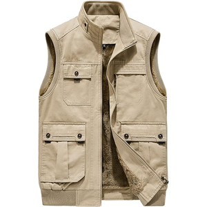 เสื้อกั๊กผู้ชายสำหรับฤดูหนาว ผ้าแคนวาส กันลม ระบายอากาศได้ดี บุขนหนานุ่ม แบบไม่มีแขน - Product Image 1