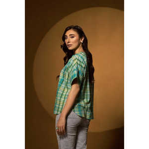 Tunique en tricot teint en fil pour femme KJ-43021 - Product Image 2