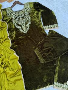 Festival Wear Indian Wear Belle robe de costume Salwar en velours brodé Pakistan Bollywood Haut et bas avec costume Dupatta - Product Image 2