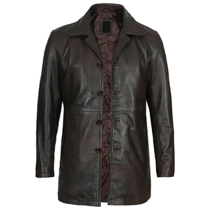 Professional Manufacture High Quality <b>Leather</b> <b>Trench</b> <b>Coat</b> <b>Men</b> Timeless Fashion Comfortable Fit Breathable Eco-friendly - Product Image 4