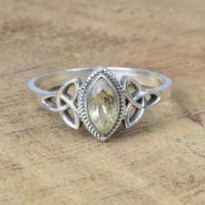 925ตั้งขอบพลอยซิทรีนธรรมชาติของผู้หญิงแหวนแต่งงานเงินสเตอลิงสำหรับงานเลี้ยงและของขวัญหมั้นขายส่งจำนวนมาก - Product Image 1