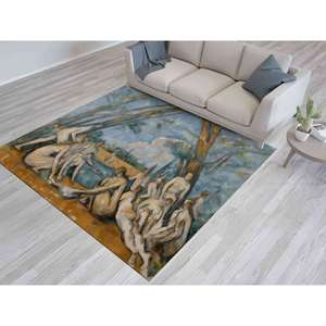 Tapis « Grands Baigneurs » de Cézanne : Reproduction d'art vintage, tapis antidérapant, tapis à poils doux - Product Image 1