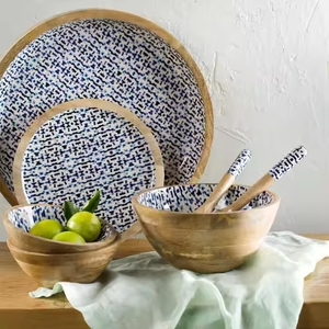 Tazón de madera de excelente diseño para servir, acabado esmaltado, tamaño personalizado para el hogar y los restaurantes, tazones de mesa para servir - Product Image 1
