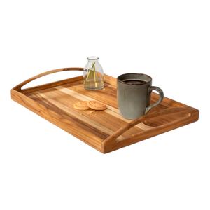 Grand plateau en teck élégant pour la décoration de bureau et les accessoires, parfait pour organiser les fournitures de bureau et servir des articles de cuisine - Product Image 1