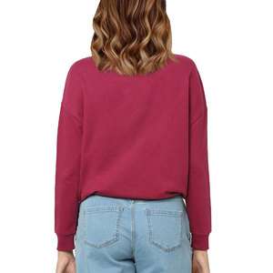 Derniers sweats oversize à épaules tombantes pour femmes pullover à manches longues polaire épaisse automne hiver vêtements à l'avant prix de gros - Product Image 6