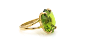 Awesome Handmade Silver Gold Plated <b>Ring</b> Peridot Quartz Gemstones hexagon Shape 6mm Prong Set Fashion jewelry For Birthday Gift - Product Image 2