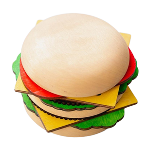 รถยกไม้มอนเตสซอรี่ของเล่นเด็กหัดเดินของเล่นตัวต่อเบอร์เกอร์เด็ก - Product Image 1