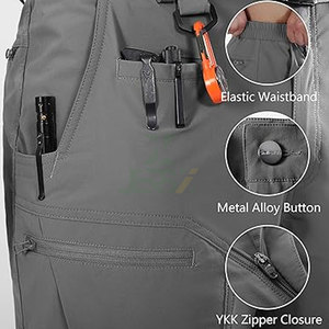 Pantalones Cortos de Senderismo Cargo de Lona de Secado Rápido Resistentes al Agua para Hombre, Estilo de Ropa de Trabajo Transpirable, Aventuras al Aire Libre, Diseño Sólido - Product Image 5