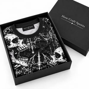 <b>Men's</b> Gothic <b>Skull</b> Print T-<b>Shirt</b> Black Short Sleeve O-Neck Sublimation Transfer Polyester Jersey - Product Image 6