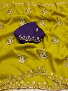 ส่าหรีผ้าไหมพรีเมี่ยมที่สวยงามเสื้อทำงานลายเพชรและปักลูกไม้สำหรับผู้ใหญ่ - Product Image 6