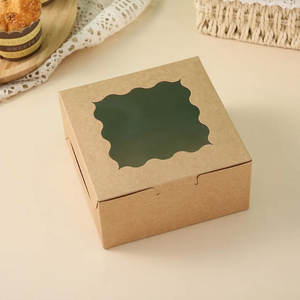Caja de papel Kraft para pastel con ventana, cajas de embalaje para magdalenas y galletas, suministros para fiestas de cumpleaños y bodas, accesorios para hornear - Product Image 3
