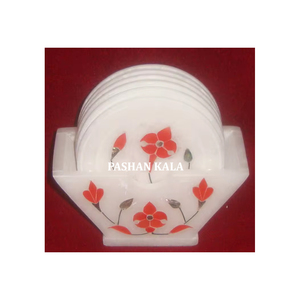 Nuevo Juego de Posavasos de Mármol Blanco con Diseño Creativo Indio Hecho a Mano para Decoración del Hogar y la Cocina - Product Image 1