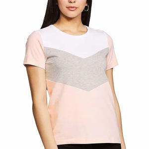 Fashion Color Block <b>Patchwork</b> Women T-Shirt Short Sleeve Cotton Casual Crew Neck Ladies Tee Summer <b>Tops</b> Wholesale O-Neck Shirt - Product Image 1