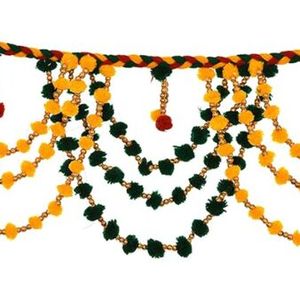 Multi Color Designer Pompom Bangarwal Resham Work Bangarwal Fait à la main pour la fête de mariage, Haldi, Mehndi, Home Decor Bangarwal - Product Image 2